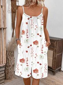 Breezaya Ärmelloser Jumpsuit für Damen mit Blumenmuster und Taschen für den lässigen Look