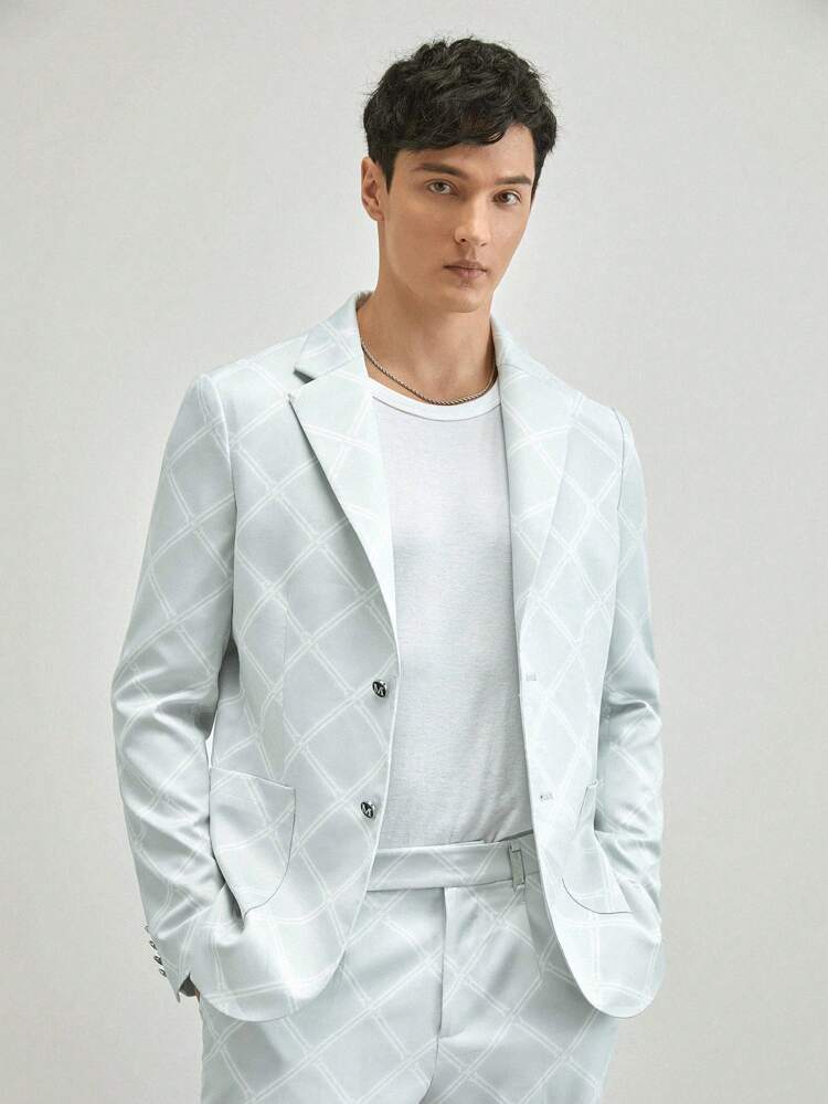 Blazer Slim Fit Casual de Negócios com Estampa Jacquard Masculino, Primavera e Outono, Para Outono e Inverno