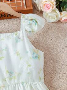 All Over Print Floral Dress For Tween Girls, Spring/Summer