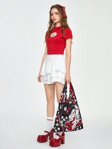 Betty Boop | ROMWE Cartoon Sweet And Cute Storage Bag, Large Capacity Portable Foldable Shopping Tote Bag With Coin Purse , Cute - Black - View 6