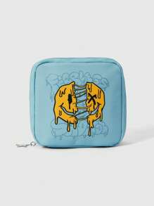 victorhenrique Bolsa de cosméticos portátil com desenho de rosto sorridente, grande capacidade e material grosso, estilo 596405 - Multicolorido - Visão 1