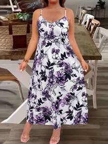 EMERY ROSE Bộ 2 Chiếc Áo Cardigan Dài Tay Màu Trơn Ngày Lễ Plus Kích Thước & Áo Yếm In Hoa Bộ 2 Chiếc - Màu tím hoa cà - Xem 3