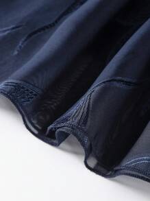 Modelyn 大码印花半身裙，休闲度假风，适合约会、派对、海滩、假日、婚礼、鸡尾酒会、日常休闲等场合。完美适用于春夏秋三季。 - 藏蓝色 - 查看 4