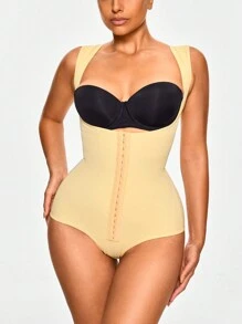 SHEIN Shape Modelujące krótkie body z odkrytym biustem i regulowanym 3-stopniowym zapięciem Body Shaper Butt Lifter-Wyszczuplanie talii brzucha, damska bielizna modelująca