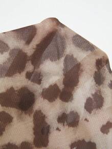 SHEIN Clasi Body de hombro oblicuo con estampado de leopardo para mujer - Multicolor - Ver 7