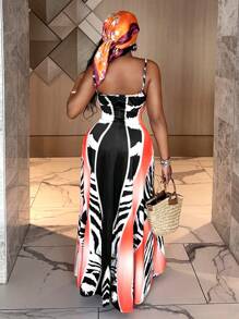 SHEIN SXY 性感豹紋細肩帶假日連衣裙