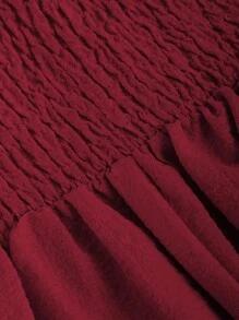 Sweetra 女士简约日常穿搭方领衬衫/罩衫 Y2K 圣诞节假日派对新年 - 紅色 - 查看 4