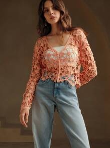 Anewsta Floral Commuter Hand Hook Shirt, Open Front - Pink - View 4