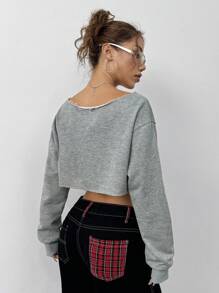 StreetHx Sudadera corta casual y sexy con hombros descubiertos, Top de manga larga
