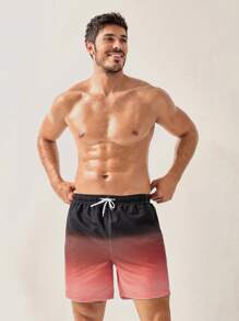 Manfinity Swimmode Men's Printed Drawstring Casual Beach Shorts For Holiday Outfits - Multicolor - View 3