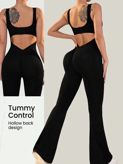 Mono de yoga sin costuras para mujer, con cuello en U sexy, espalda descubierta y cintura en V profunda, versátil para deportes y uso diario