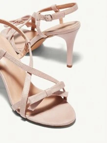 CUCCOO CHICEST Round Toe Thin High Heels Pink Bowknot Sweet Women's High-Heel Sandals