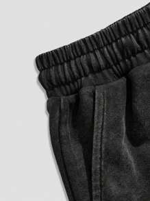 ROMWE MEN Street Life Quần short họa tiết chữ cho nam, thích hợp mặc hàng ngày vào mùa xuân và mùa hè, đi học - màu đen - Xem 4