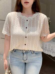 Dazy Petite Plus Plus Size Women's Solid Color Simple Daily Short Sleeve T-Shirt - Apricot - View 4