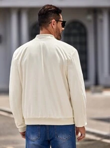 GENTILAND Giubbotto da baseball con spalle larghe integrate in tessuto intrecciato per uomo, adatto per le stagioni primavera ed autunno - Albicocca - Visualizzare 2