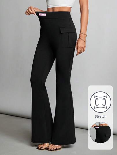 SHEIN Tall 女士純色喇叭褲