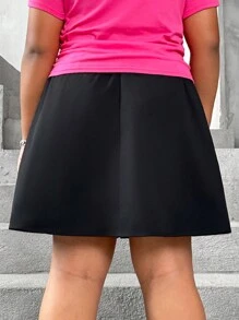 SHEIN Saia curta plissada casual e simples para garotas pré-adolescentes em tamanho estendido