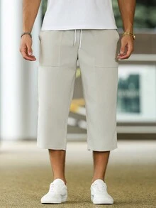 Manfinity Homme 男士加大碼束口休閒日常長褲 - 灰色 - 查看 7