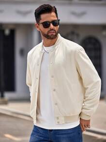 GENTILAND Giubbotto da baseball con spalle larghe integrate in tessuto intrecciato per uomo, adatto per le stagioni primavera ed autunno - Albicocca - Visualizzare 6