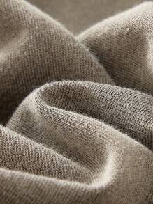 SHEIN EZwear 加大碼酸洗復古針織破損寬鬆短袖T恤 - 咖啡棕 - 查看 6