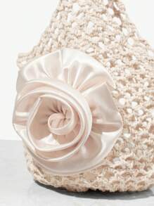 SHEIN SXY 女性純色簡約鉤織肩袋 - 米色 - 查看 5