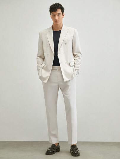 Manfinity VCAY Men's Woven Casual Long Sleeve Blazer Jacket, Suitable For Spring And Autumn Seasons, For Fall Winter