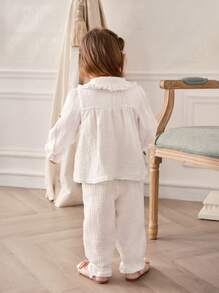 Souflis Souflis 2入組嬰兒女童長袖上衣和長褲套裝 - 白色 - 查看 2