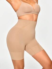 SHAPORA 女士高腰壓力運動戶外休閒瑜伽短褲 - 杏色 - 查看 11