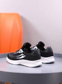 Breathable Lightweight Casual Children Sports Running Shoes, Summer - Black and White - View 2