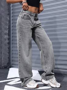 Jeanoix Women's Plain & Simple Casual Jeans - Light Grey - View 3