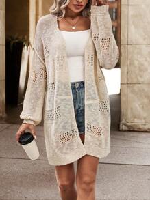 Chiquease Fashionable Crochet Hollow Out Shawl Cover Up - Khaki - View 3