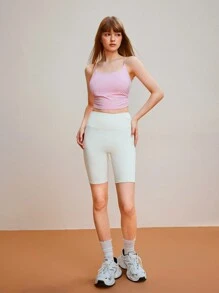 SHEIN Sports Solid Color Pleated Backless Sports Tank Top For Summer - Multicolor - View 3