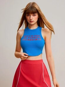 Velisys Velisys 2 件套字母印花夏季运动 T 恤和背心修身衬衫 - 彩色 - 查看 3