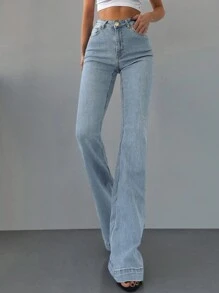 EURMUSE Slim Fit Flared Jeans - Baby Blue - View 3