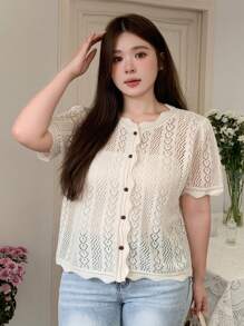 Dazy Petite Plus Plus Size Women's Solid Color Simple Daily Short Sleeve T-Shirt - Apricot - View 3