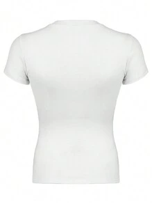 INAWLY 女士花卉印花圆领短袖休闲 T 恤，夏季图案 T 恤女式上衣 - 白色 - 查看 4