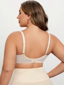 Plus Size Lace Molded Cup Underwire Push-Up Bra, 1pc - Apricot - View 3