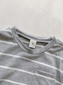 SHEIN Genkimix Kids 3pcs/Set Young Boy Striped T-Shirt, Autumn/Winter Base Layer