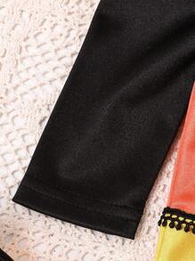 SHEIN 嬰兒女童拼色荷葉泡泡袖裙+帽套裝