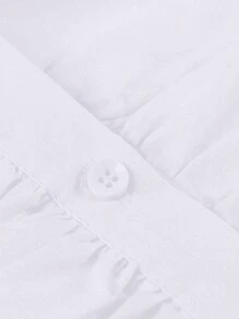 INAWLY Women's Solid Color Front Button Summer Elegant Shirt - White - View 3