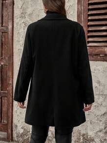 SHEIN Clasi Women's Plus Size Simple Solid Color Long Sleeve Daily Wear, For Winter Fall Autumn - Black - View 2