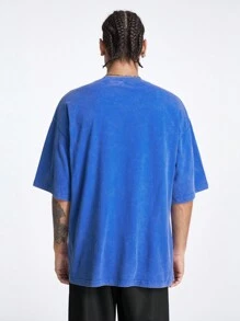 Manfinity NXTstreet Men's Loose Fit Short Sleeve Acid-Washed Knit T-Shirt - Blue - View 3
