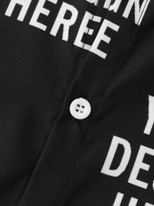 Manfinity Homme Camisa de verano de manga corta para hombres de talla grande con estampado de letras