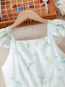 All Over Print Floral Dress For Tween Girls, Spring/Summer