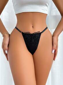 DesireSculpt Damen Höschen aus Unifarben Stoff mit Ausschnitt und Stickerei, sexy Rückenausschnitt
