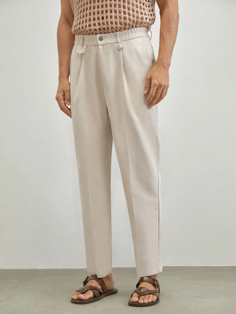 Men Woven Fit Long Casual Mid-Waist Straight Suit Pants Suitable For Daily Use In Spring And Summer