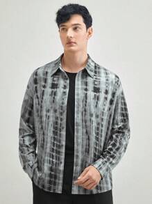 AKNOTIC Business Casual Men's Woven Stand Collar Long Sleeve Casual Shirt, Suitable For Summer