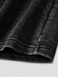 ROMWE MEN Street Life Quần short họa tiết chữ cho nam, thích hợp mặc hàng ngày vào mùa xuân và mùa hè, đi học - màu đen - Xem 5