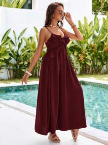 SHEIN VCAY Trang phục đi nghỉ của phụ nữ - Màu Đỏ Sâu - Xem 6