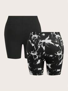 CovetEZ Plus Size Simple Casual Summer Leggings For Daily Wear - Multicolor - View 2